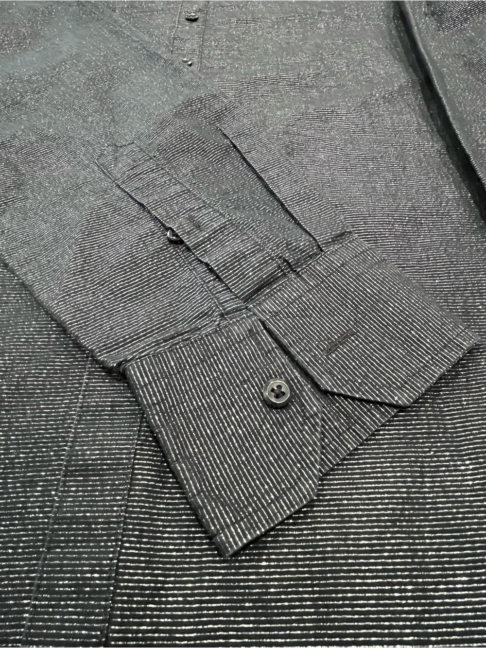 Men’s INC Black Special Occasion Shirt W/ Subtle Silver Metallic Threads Size XL - Picture 5 of 7